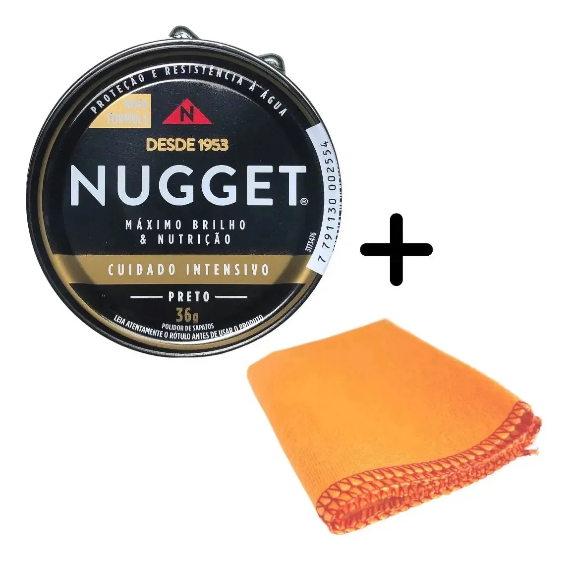 Kit Polidor Sapato Bolsa Couro 1 Nugget Preto Cera 1 Flanela