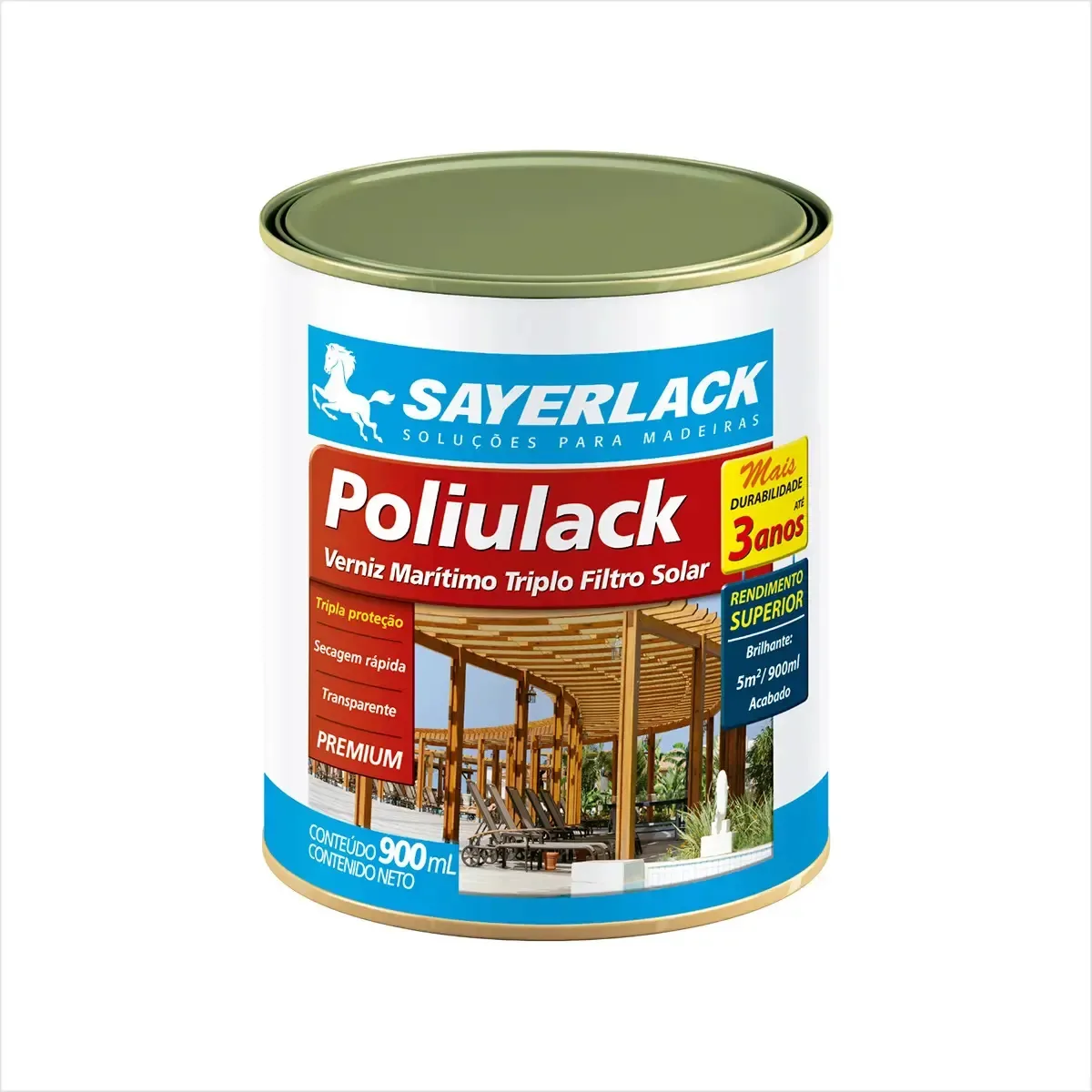 Poliulack Premium Para Madeira 900ml Sayerlack Exterior Transparente Brilhante