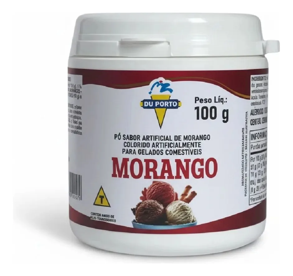 Pó Para Gelados Comestíveis Sabor Morango 100g - Du Porto