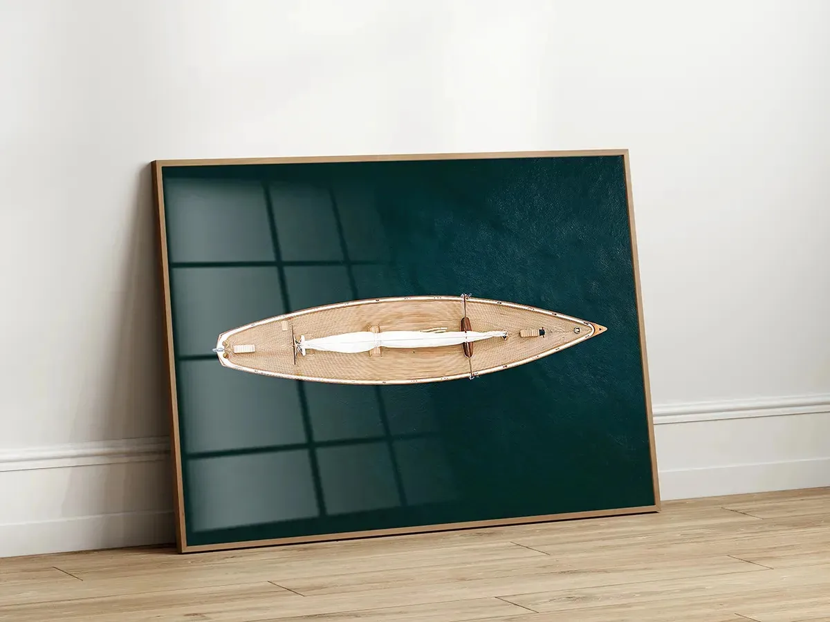 Quadro Com Moldura 130x90 Acrilico Veleiro Minimalista Sala Colorido Moldura Madeira