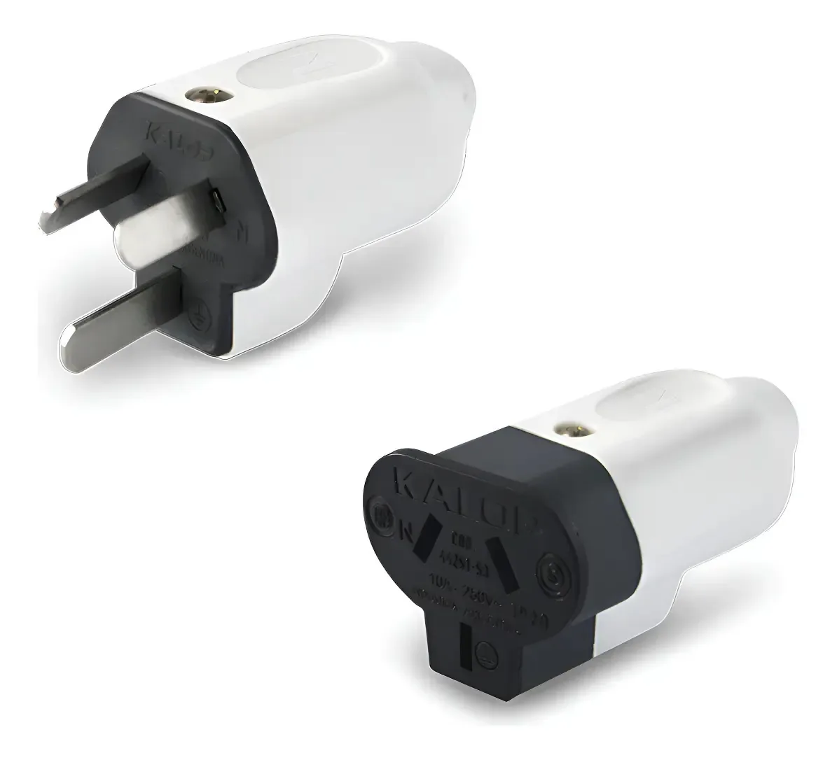 Extensão Kalop de 10 Amp para macho e fêmea, fichas brancas