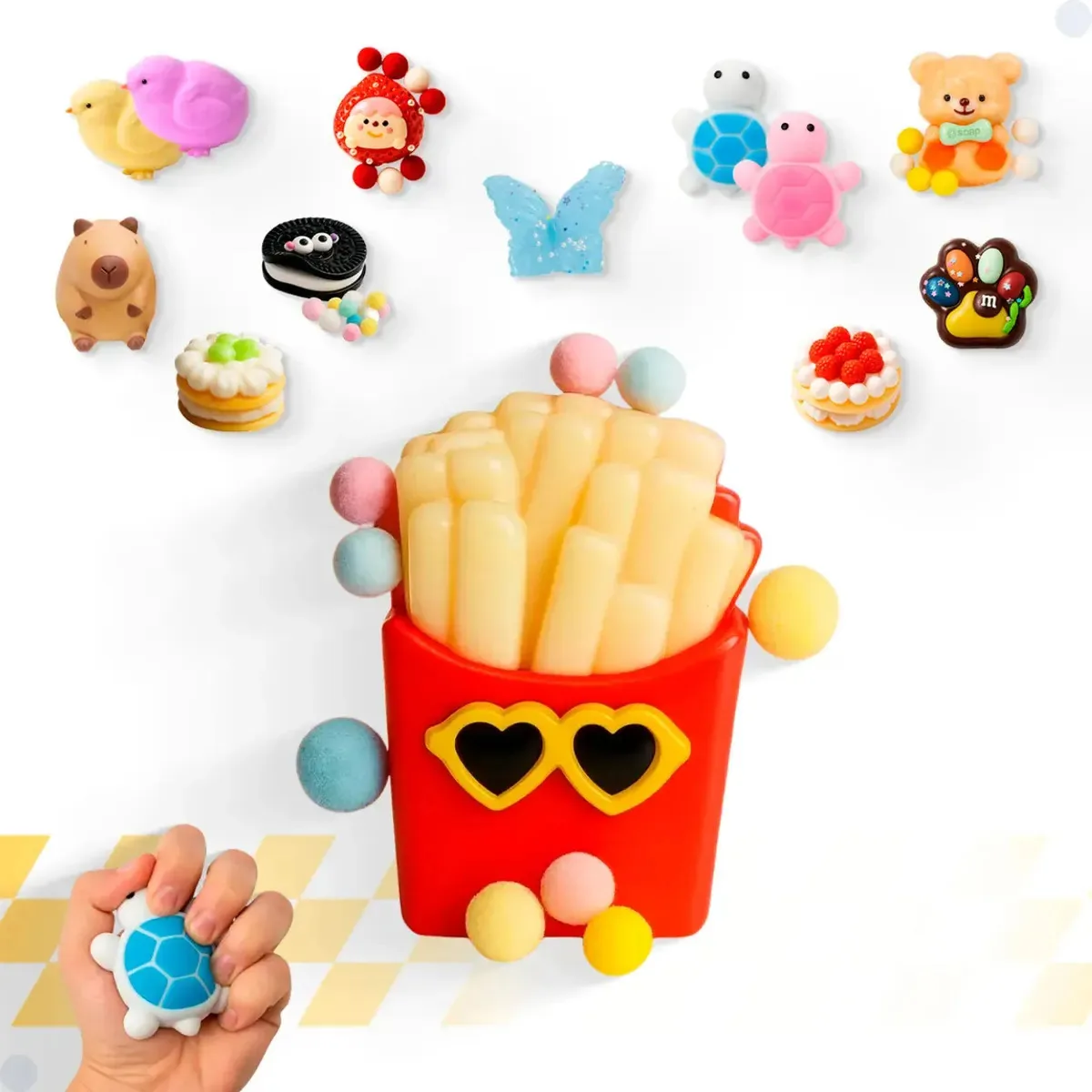 Squishy Squish Anti-stress Alívio Estresse Apertar Squishies De Bichinhos Mole De Apertar De Borracha Brinquedo Criança Infantil Babuu Brinquedos Educativos Batatinha Frita
