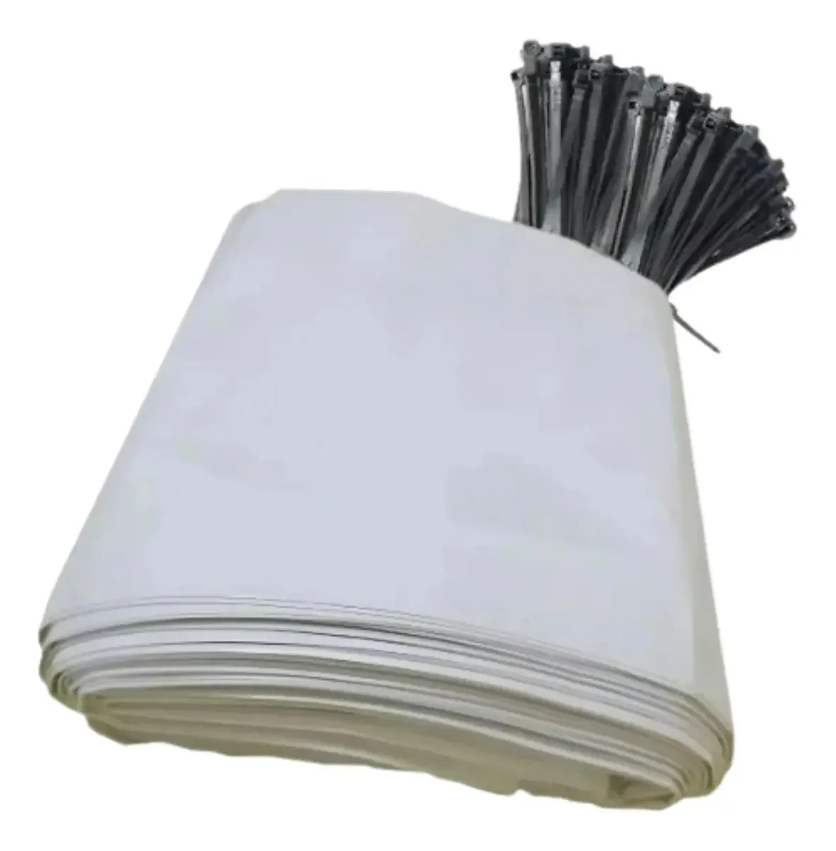 100 Sacos Para Silagem 60x110 Branco 200 Micras Abraçadeiras