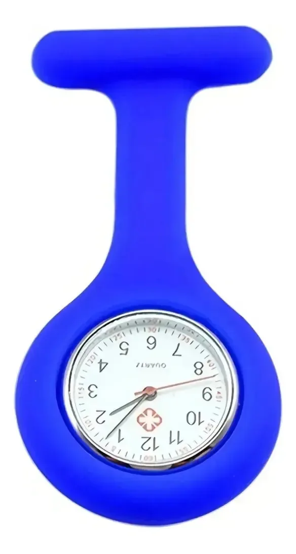 Relógio Lapela Para Jaleco Médico De Silicone Bolso Cor Azul