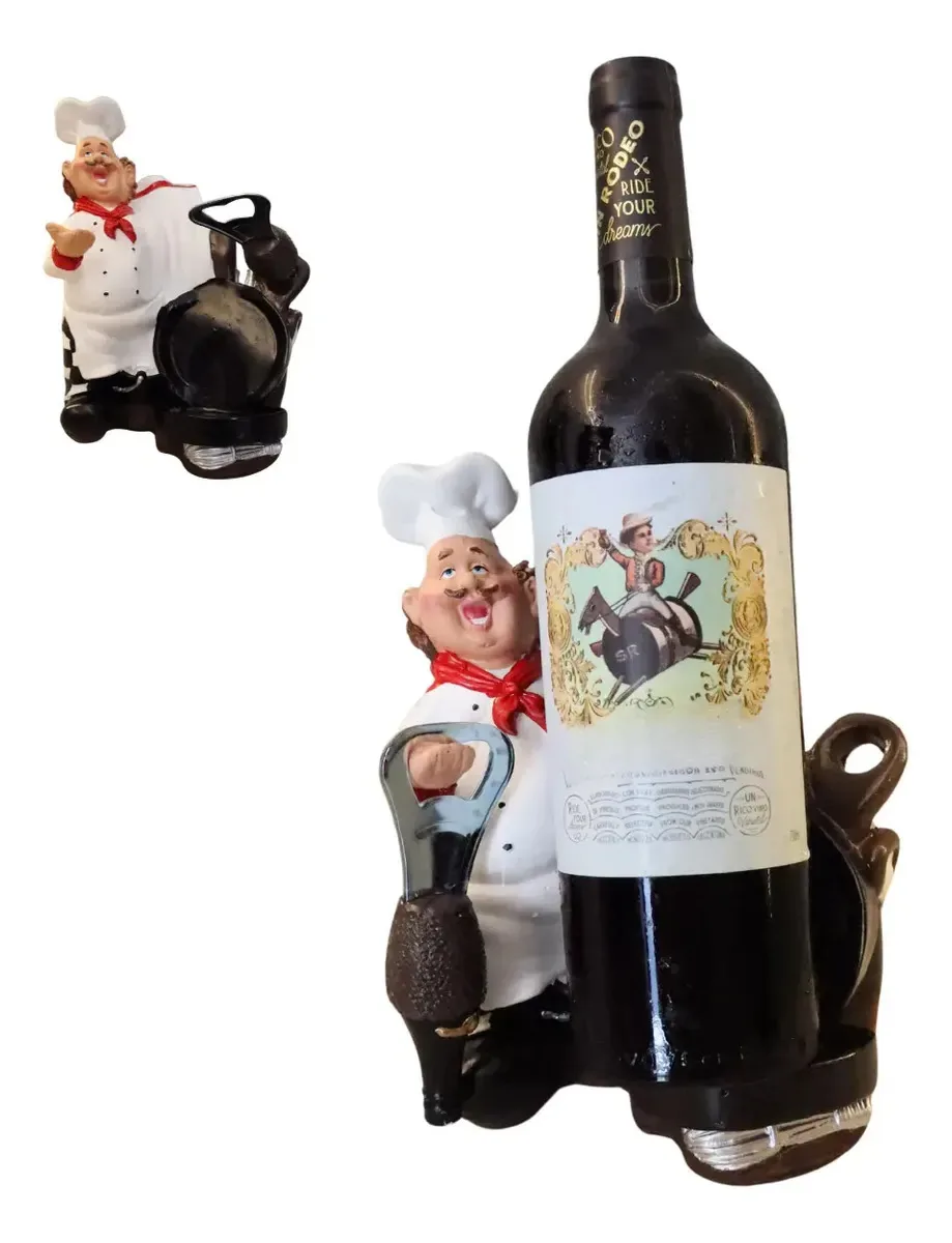 Cozinheiro Porta Garrafa Vinho Azeite Enfeite Cozinha