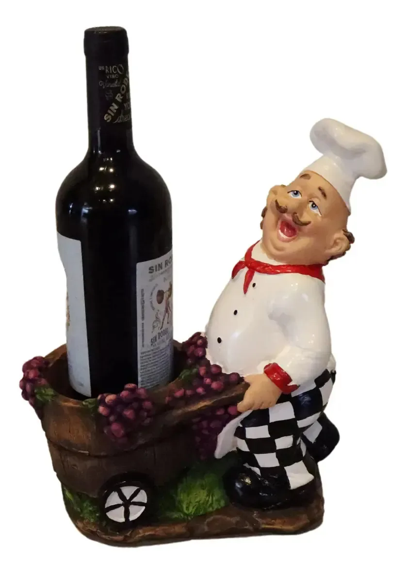 Suporte De Vinho Cozinheiro Decoração Cozinha Enfeite