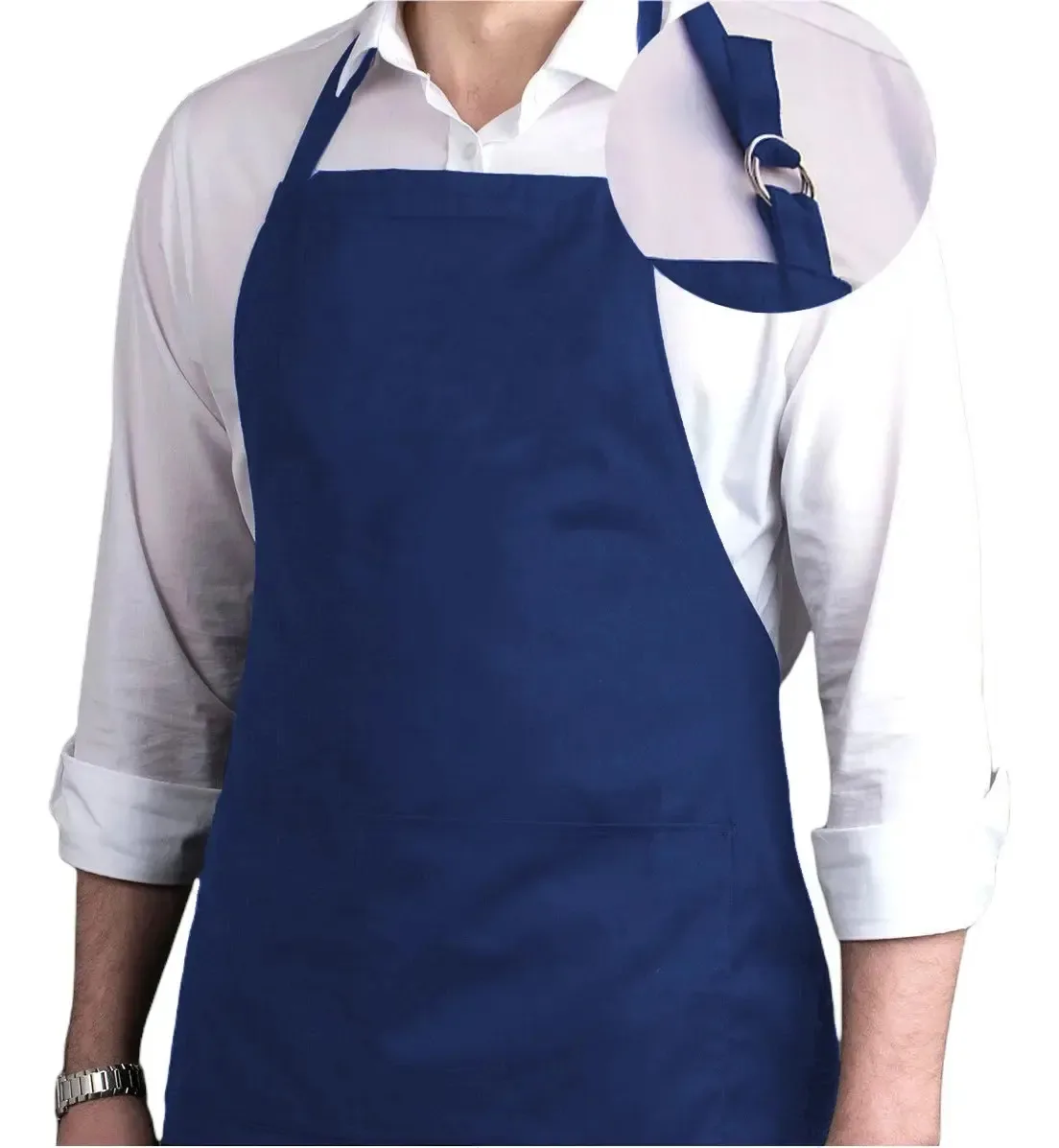 Kit 25 Aventais Oxford C/ Bolso Churrasco Cozinha Uniforme Cor Azul-marinho