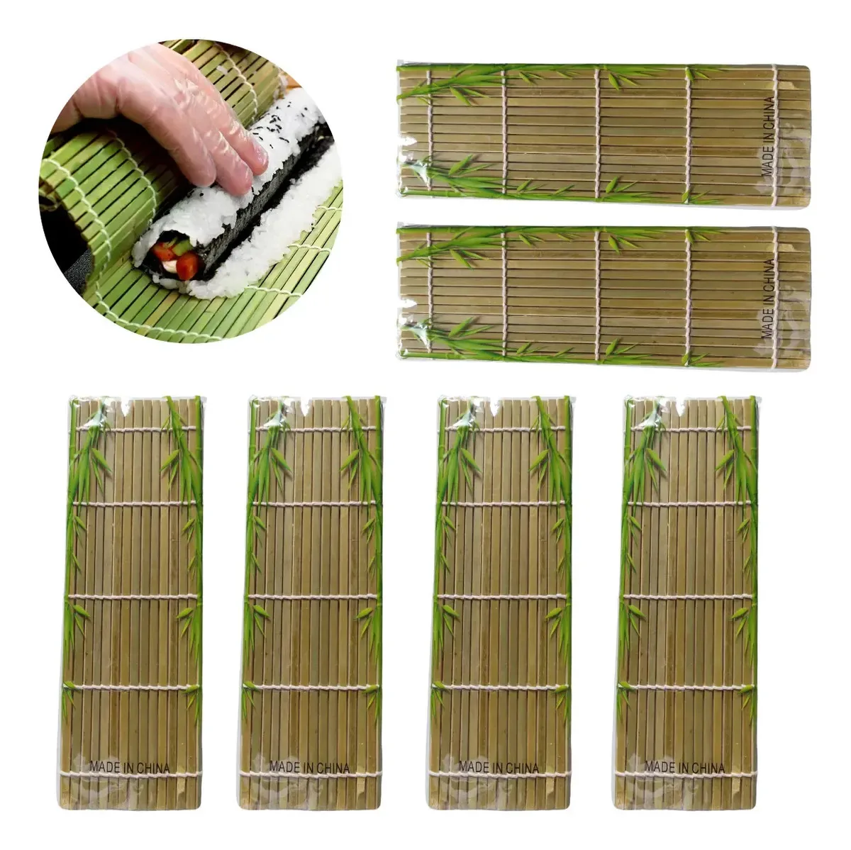 6 Esteira Para Sushi Sudare Bambu 24x24 Sushimat Quadrado