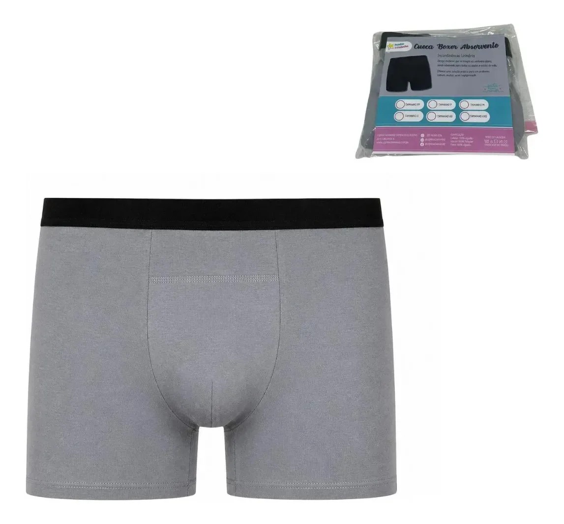 Cueca Boxer Avulso Roupa Íntima Geriátrica Algodão Urina Cz P