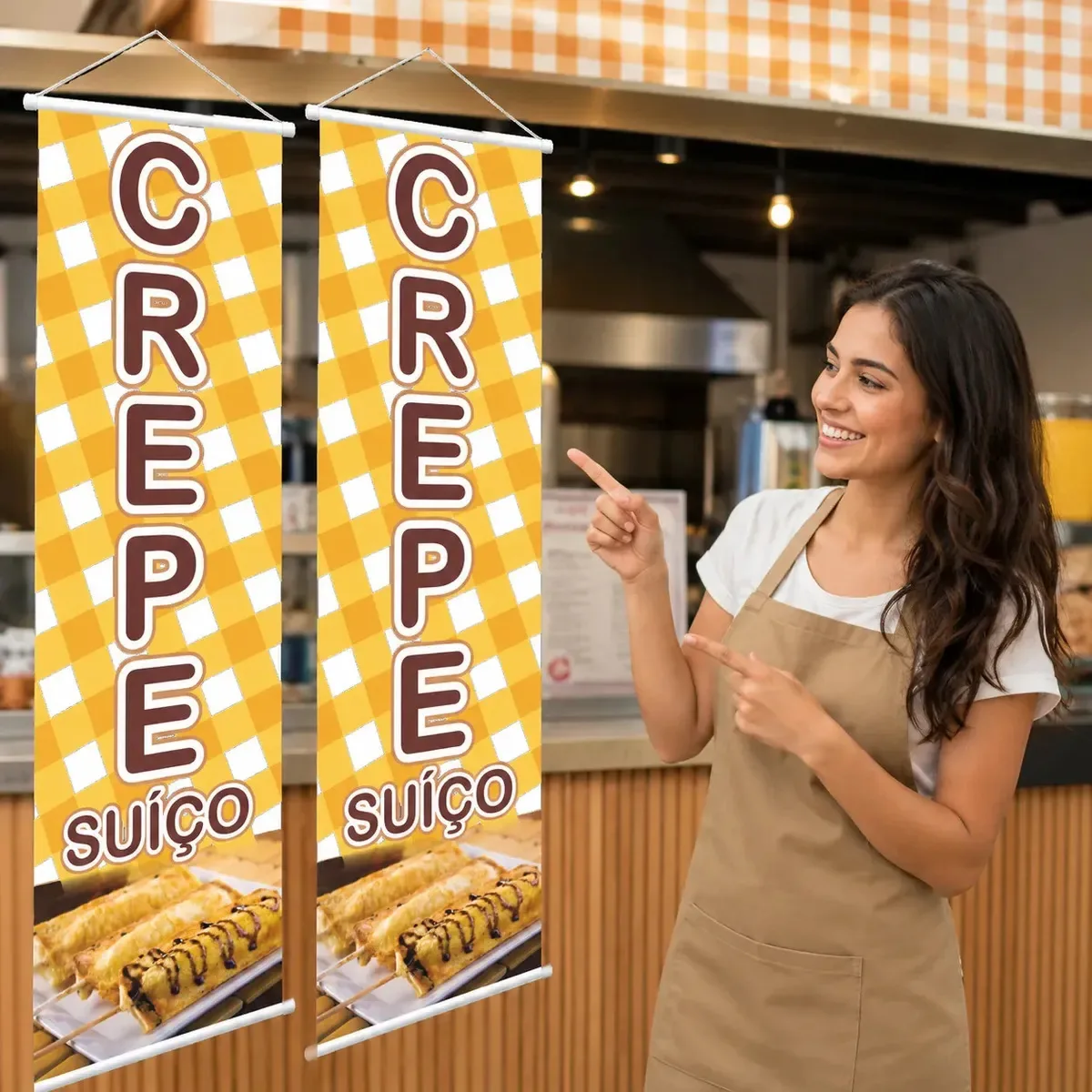 Kit 2 Banners Crepes Suiço - Substitui Windbanner - 1mx30cm