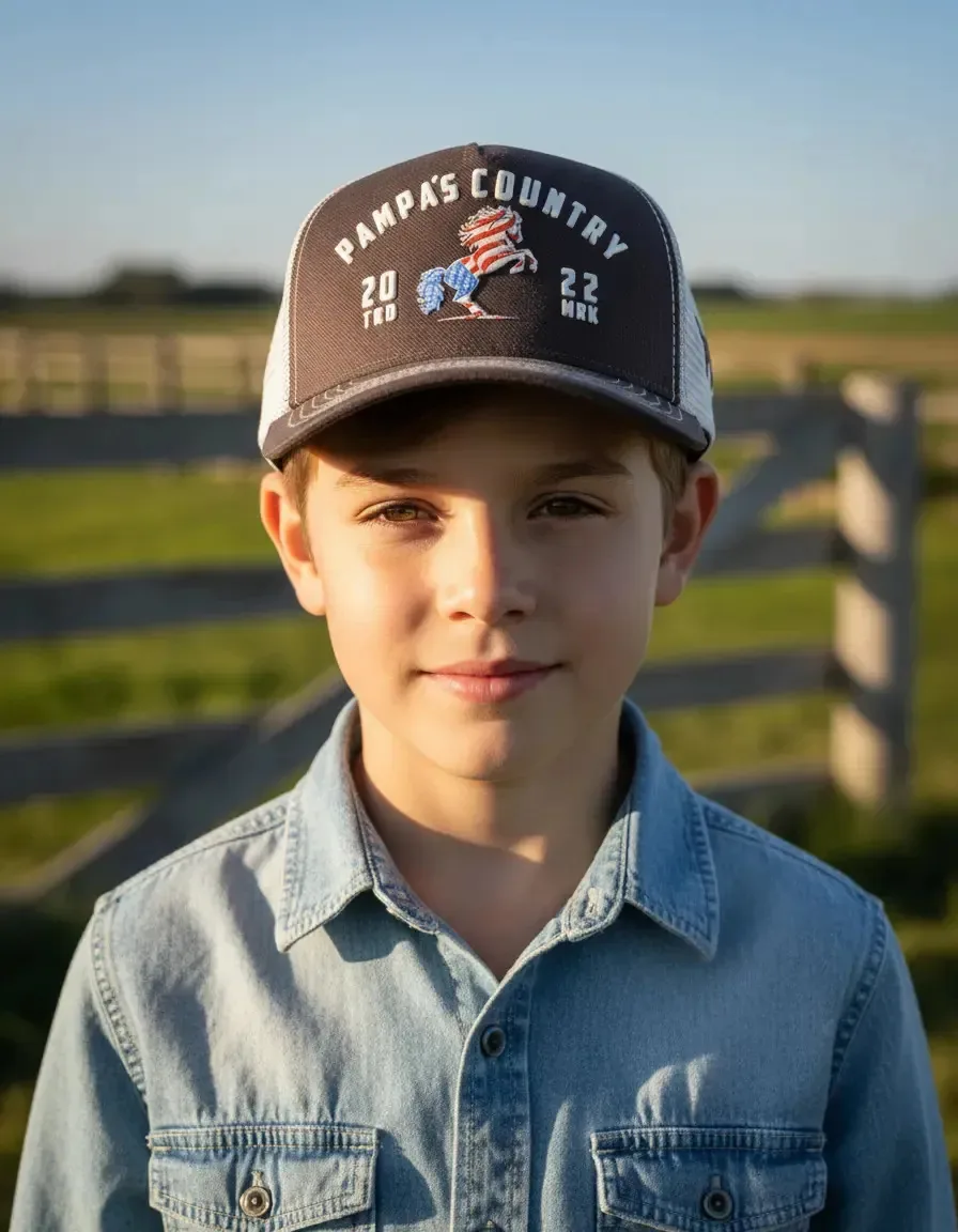 Boné Cowboyzinho Pampa's Country Trucker Agro Rural Infantil Marrom 8 A 12 Anos
