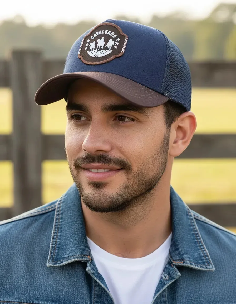 Boné Cavalgada Cowboy Country Sertanejo Bordado Estilo Agro Marinho Un