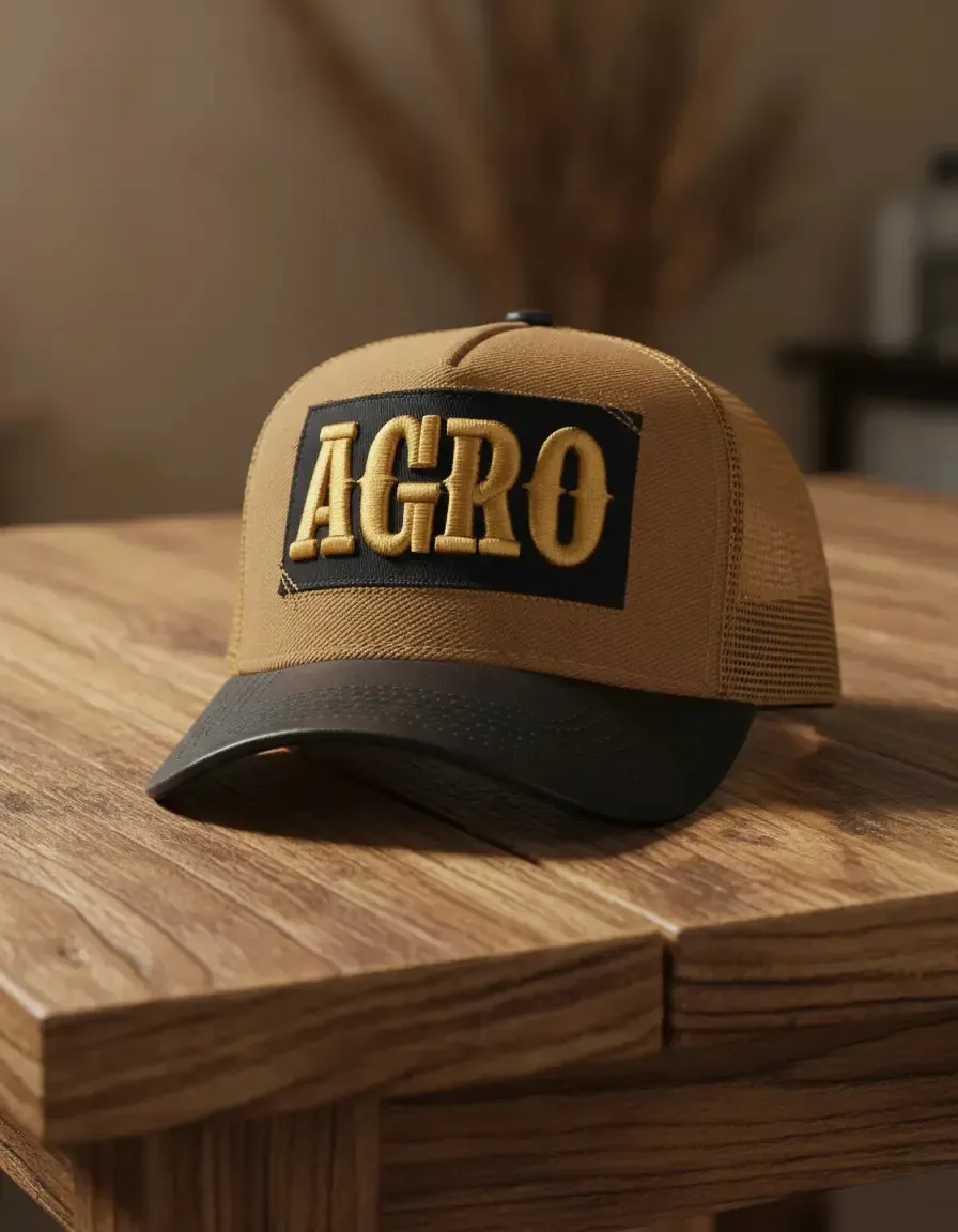 Boné Agro Pampas Country Estampa Pecuária Aba Couro Preto Cor Bege Tamanho Un