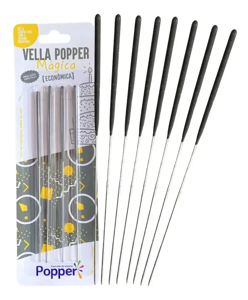 Velas Aniversário Faísca Estrelinha Popper 8 Unidades