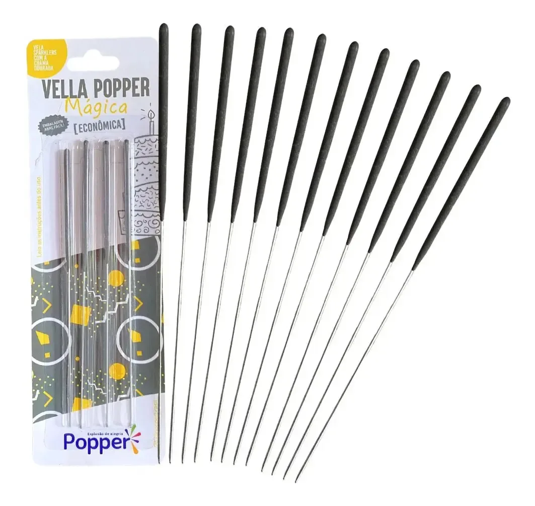 Velas Aniversário Faísca Estrelinha Popper 12 Unidades
