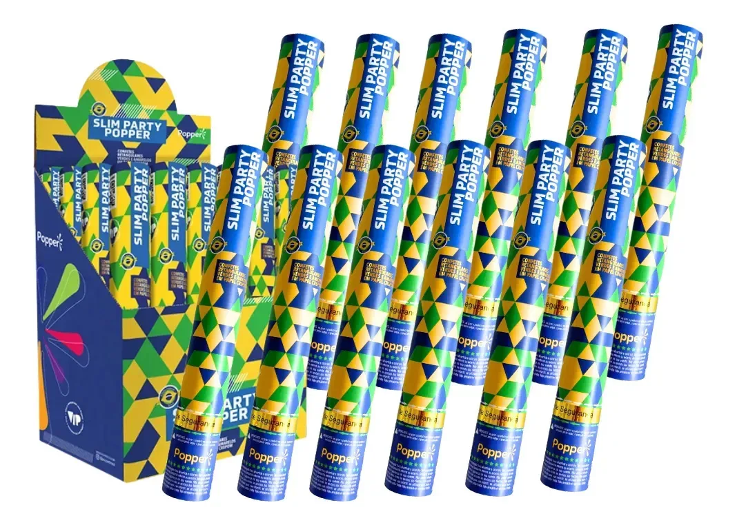 Kit 12 Lança Estoura Confete Crepom Verde Amarelo Copa