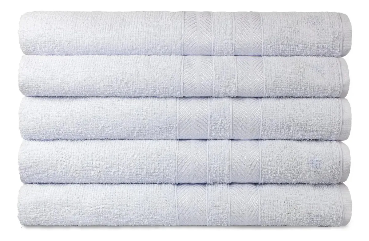 Kit 5 Toalhas De Banho Hotel Pousada Branco - Banho Conforto