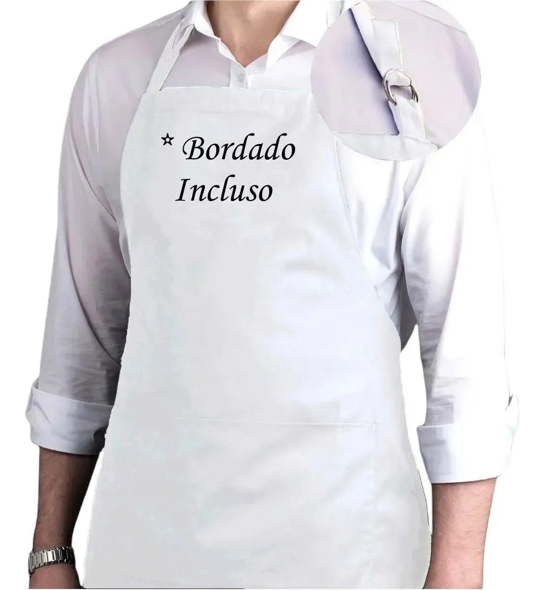 Kit 4 Aventais de Brim Bordados Chef para Cozinha – Branco