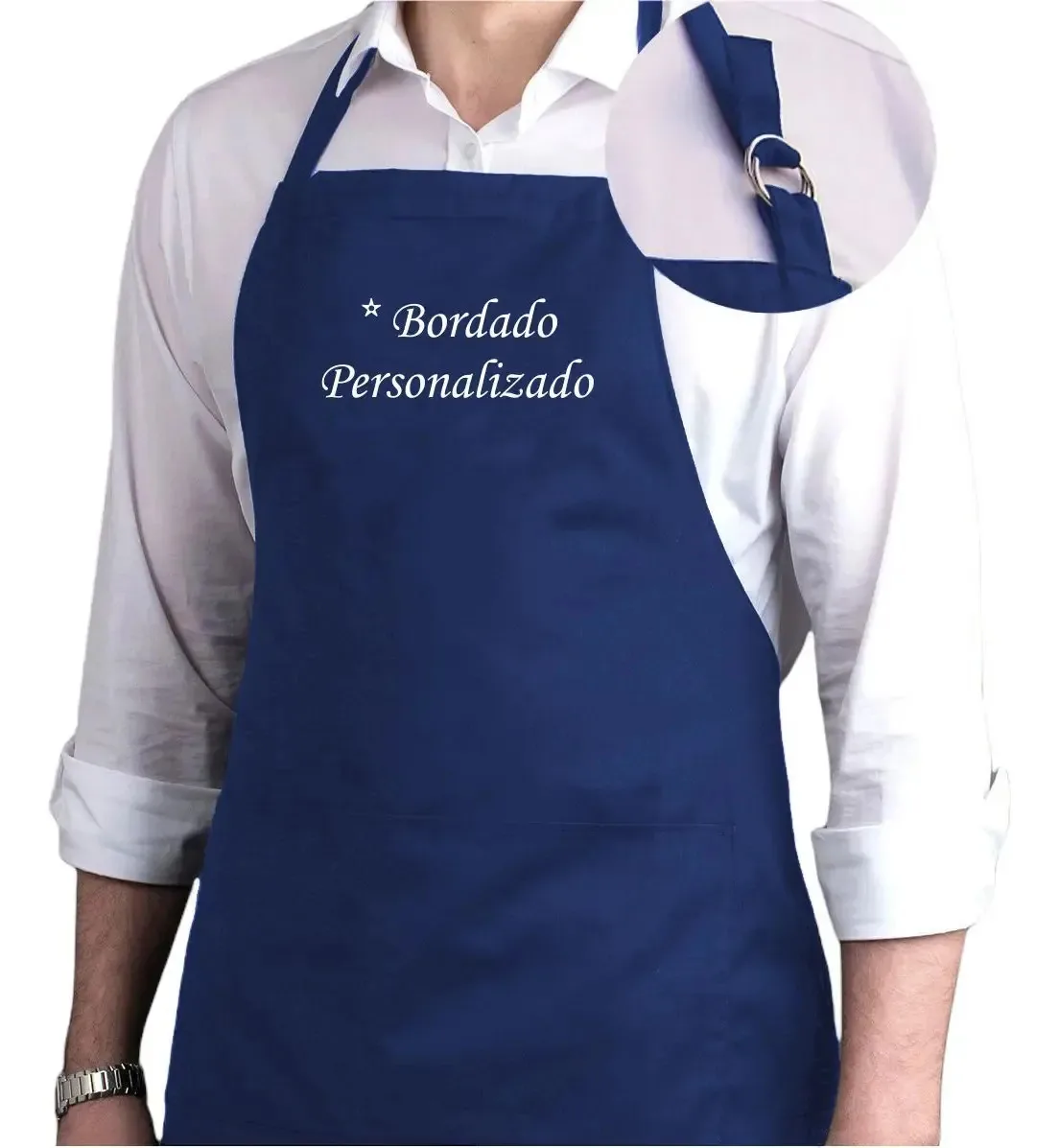 Kit 4 Aventais Inteiros Oxford Plus Size Perbella Uniformes com Bolso Ajustável Marinho