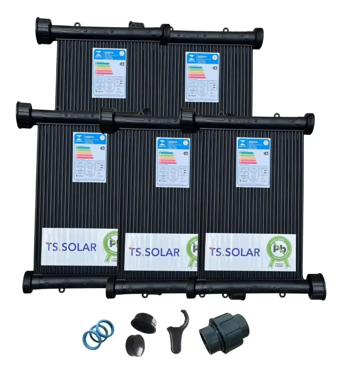 Kit 5 Placas 3mt - Aquecedor Solar Piscinas - Completo