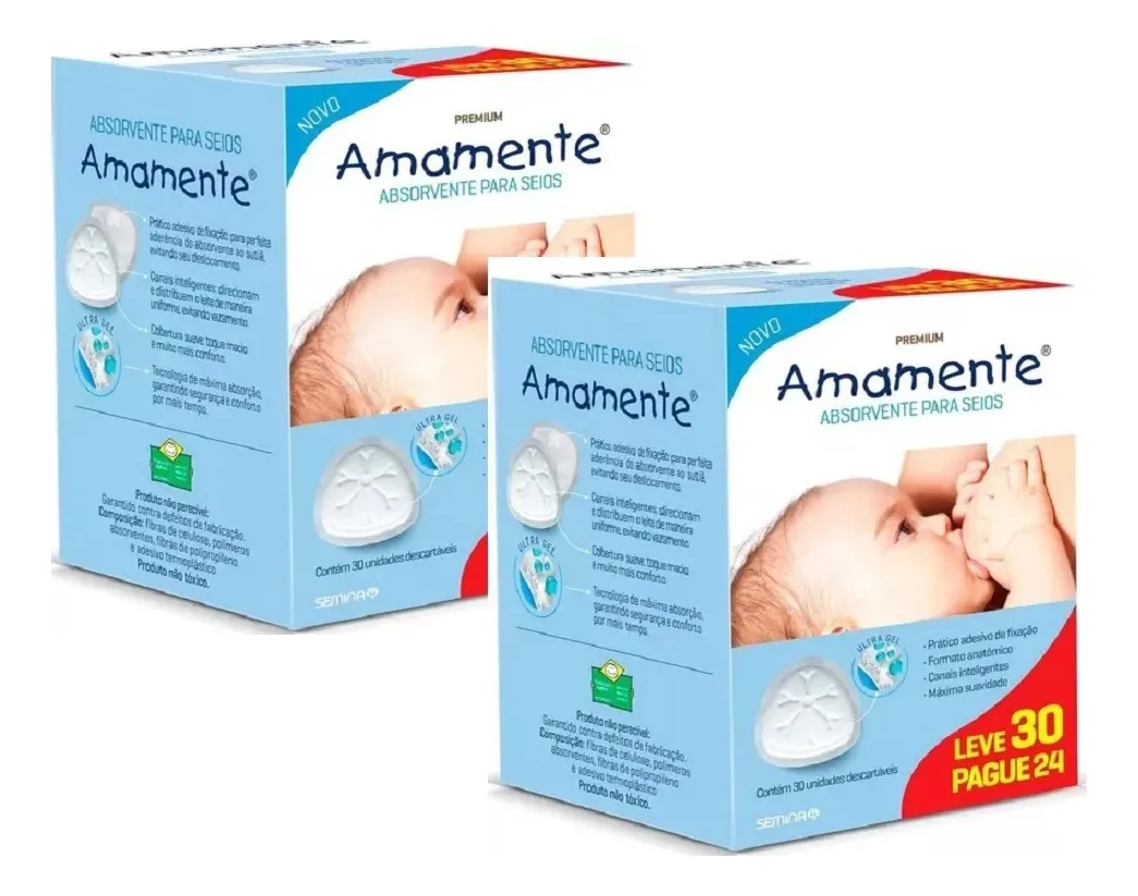 Kit Absorvente P/seios Premium Diurno Amamente (2cx C/30 Un)
