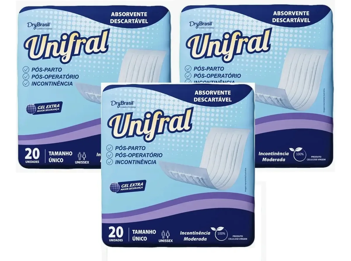 Kit 60 Absorvente Geriatrico Unissex Incontinencia Unifral