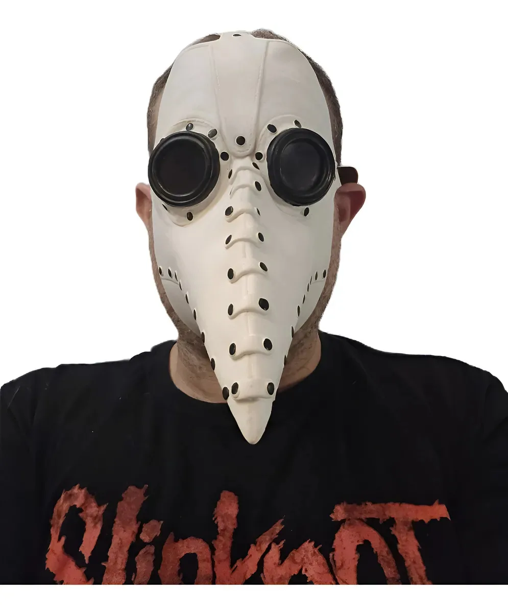 Máscara Dr. Praga Medieval Branca de Látex para Cosplay e Halloween