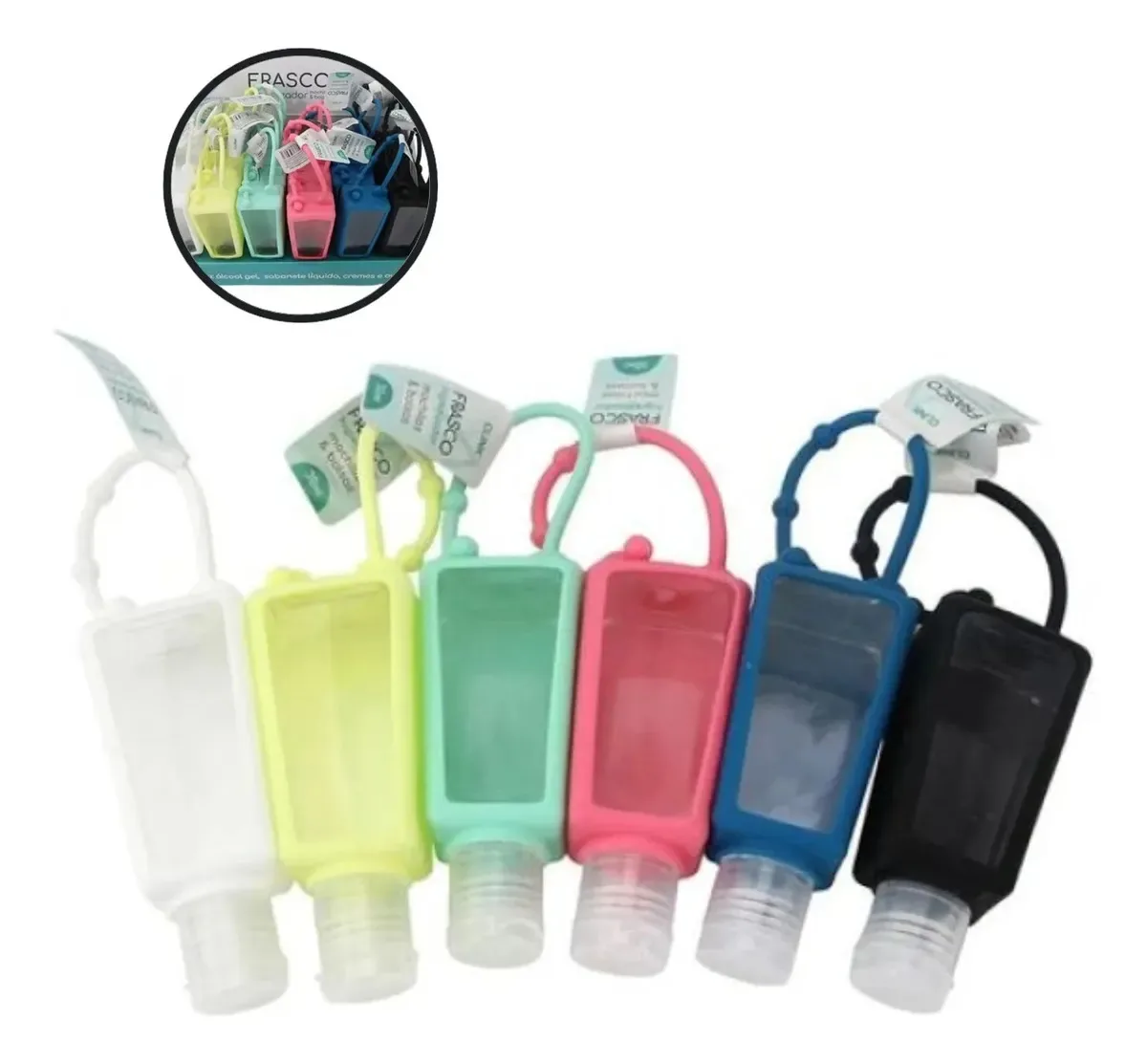 6 Frascos Creme 30ml Silicone Álcool Gel Bolsa Mochila