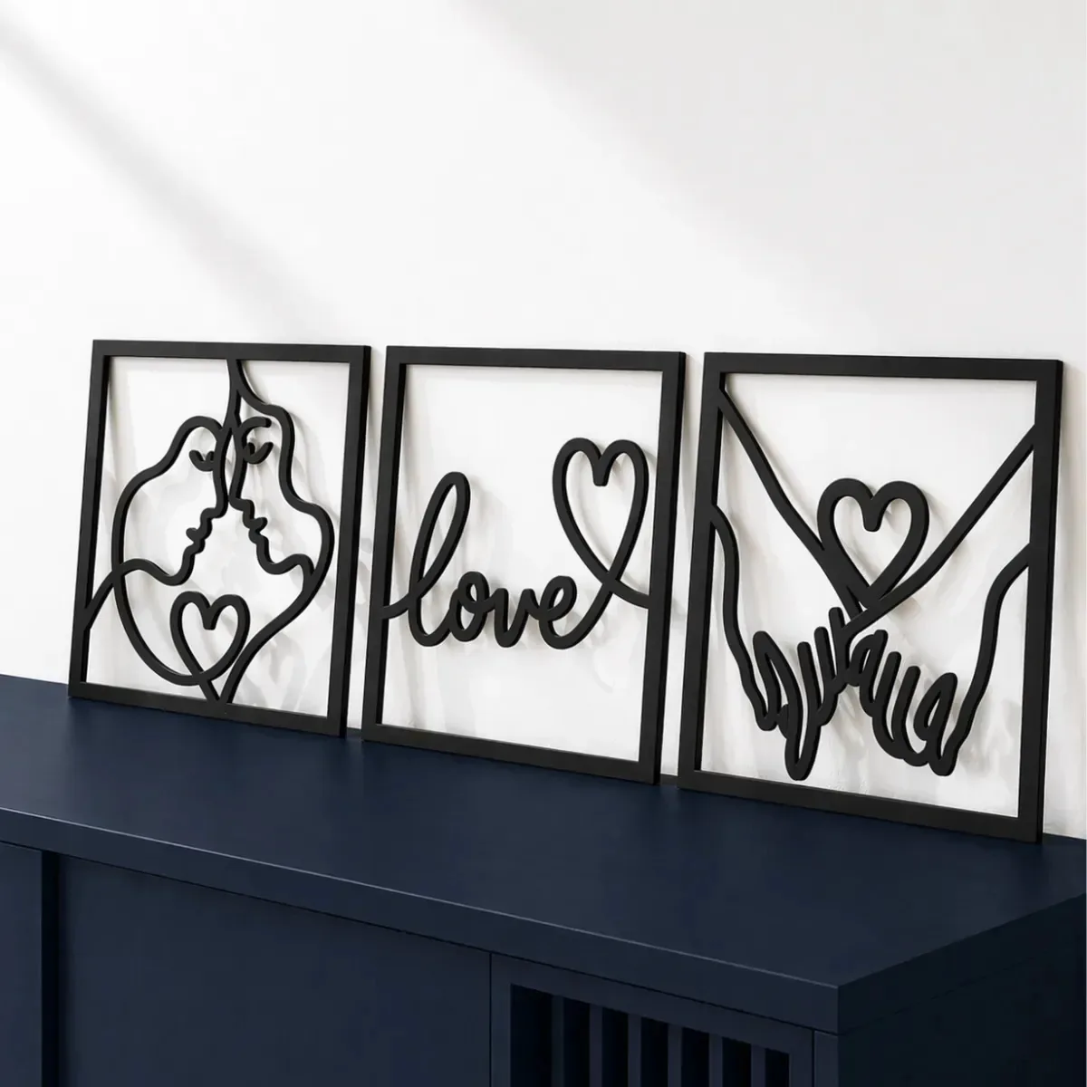 Kit 3 Quadros Amor Namorados Love Decorativo De Parede Kit 3 Quadros Amor