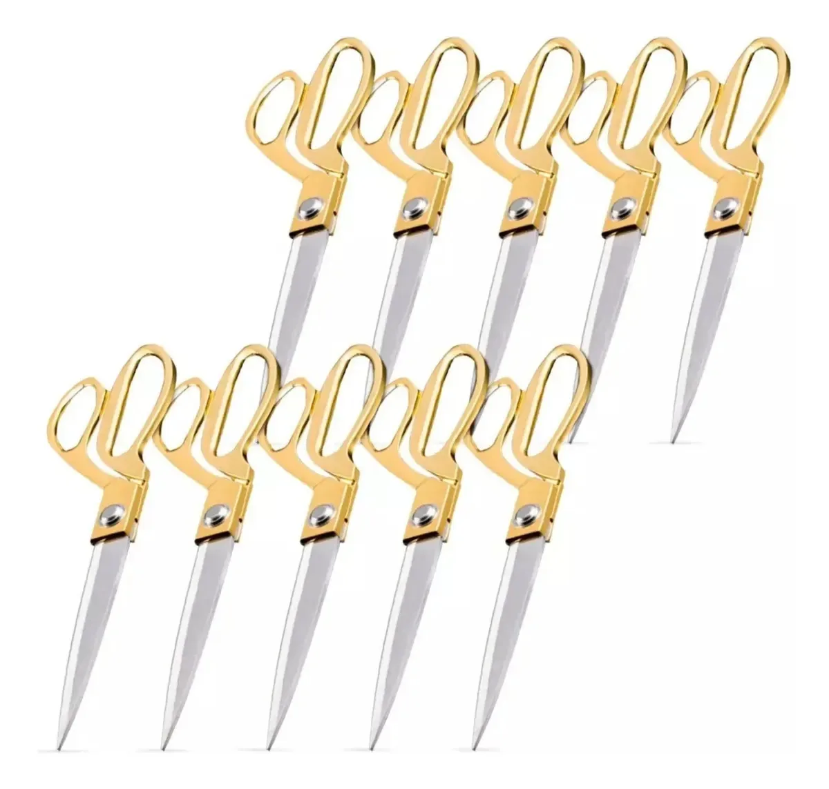 Kit 10 Tesouras de Costura Profissional NVK para Alfaiate 9,5" Douradas