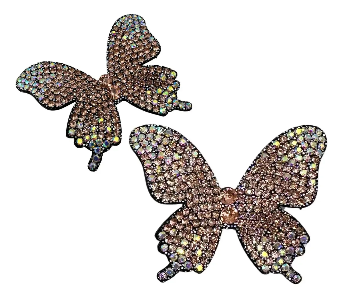 Borboletas Laço Em Tecido Strass 3d Prontas Aplicar Ou Colar Cor Strass Rose Furta cor