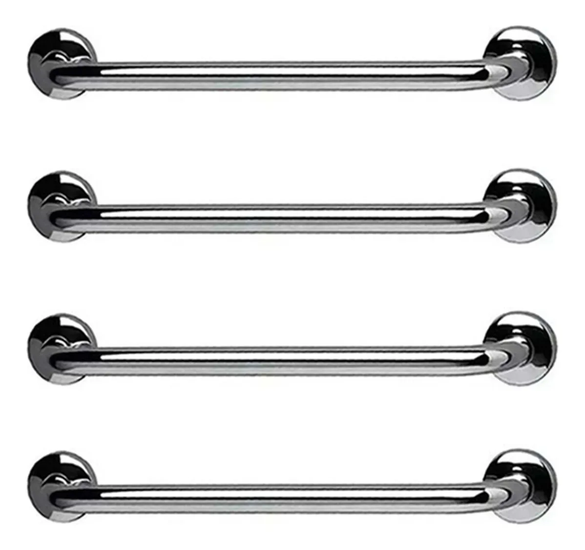 Barra De Apoio 70cm Inox 4 Uni Acessibilidade Suporte Idoso Prata