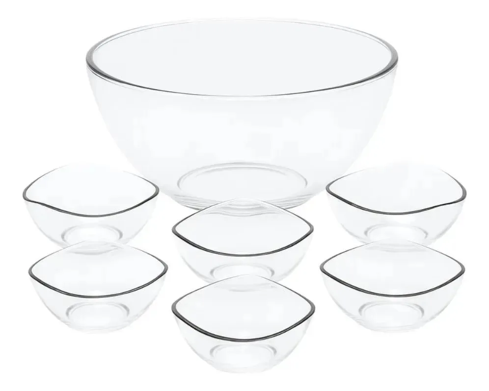 Jogo De Sobremesa 7 Tigelas Bowl Transparente Plástico Transparente