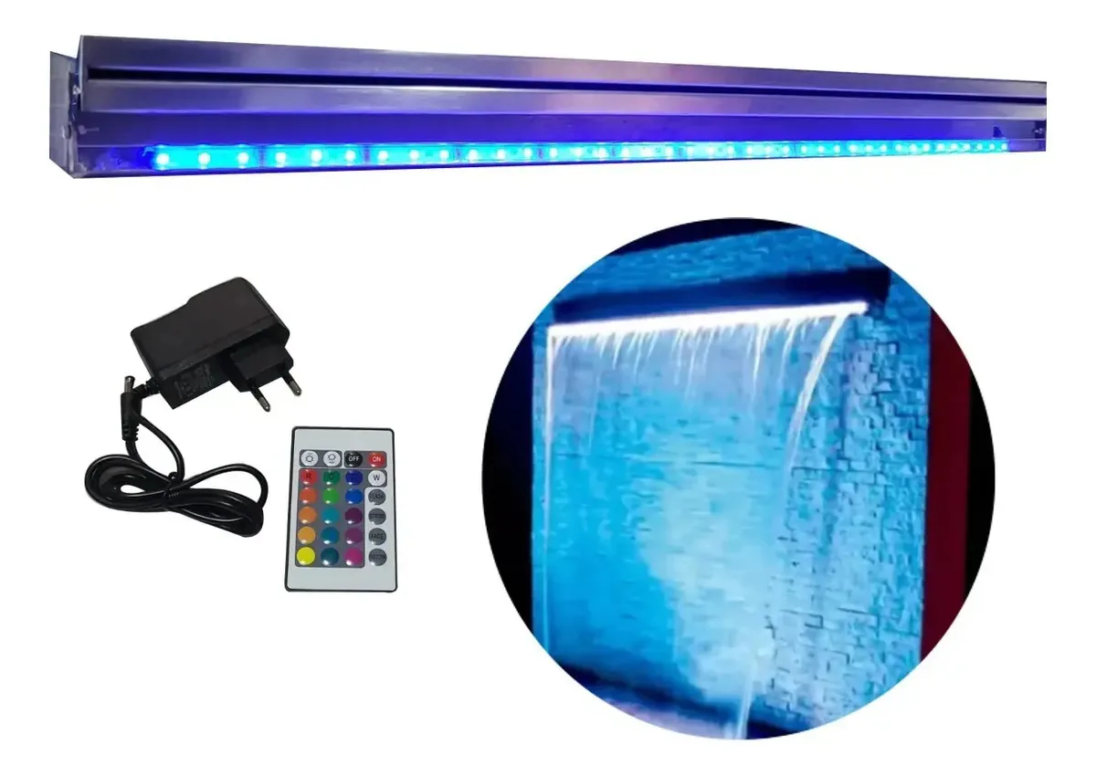 Cascata De Parede Embutir Alvenaria Lâmina Led Inteira Inox