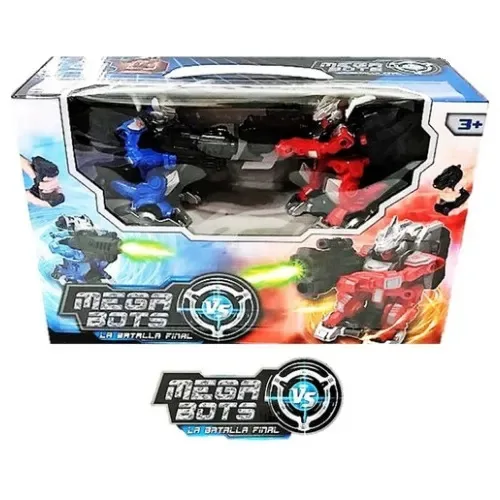 Robôs Mega Bots Final Battle com controle azul/vermelho