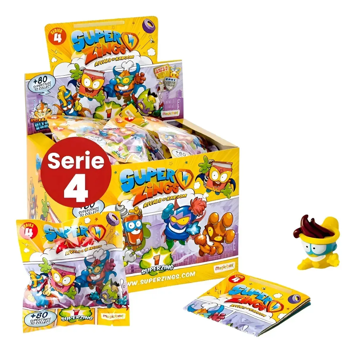 Figuras colecionáveis Super Zings, caixa com 25 envelopes, bonecos infantis da série 4