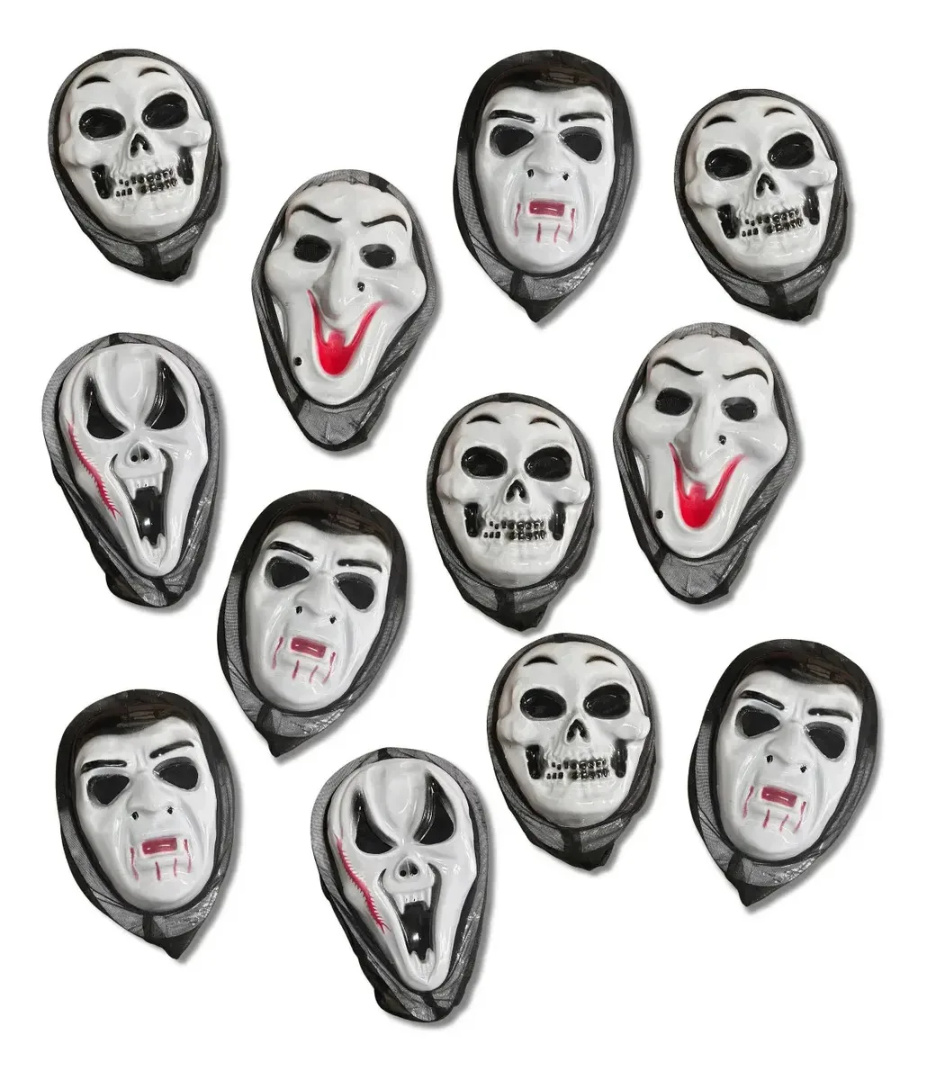 Kit 12 Pç Mascara Bloquinho Carnaval Festa Halloween Cosplay Preto Máscara