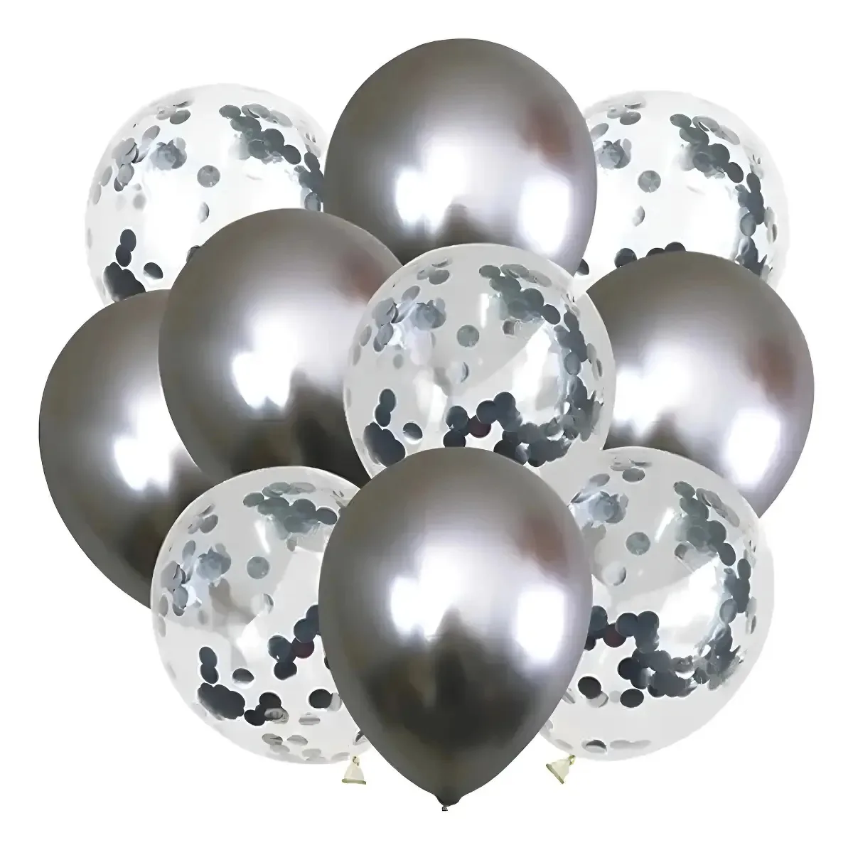 Kit Balão Balltex Confete / Metalizado 10un Cor Prata Bolinhas