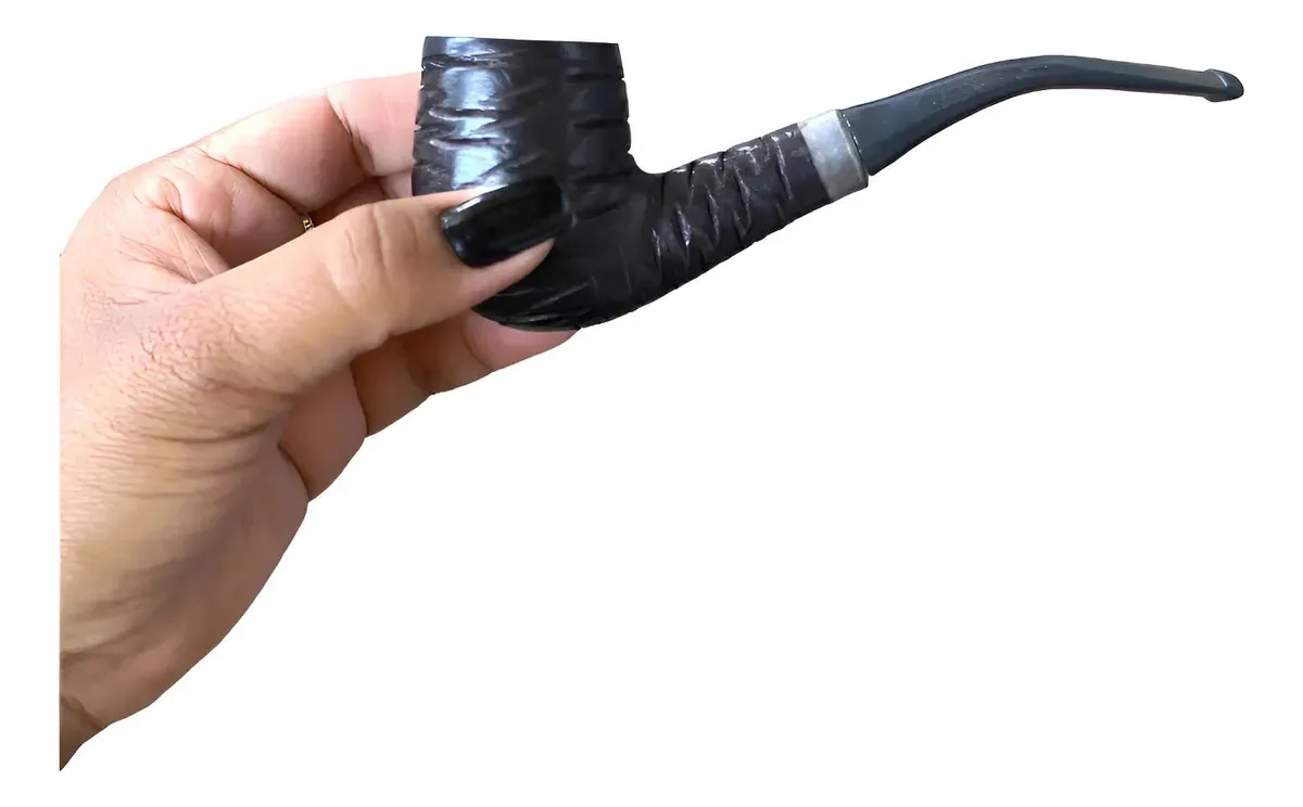 1 Cachimbo Preto Curvo 12cm Pretos Velhos Umbanda Preto
