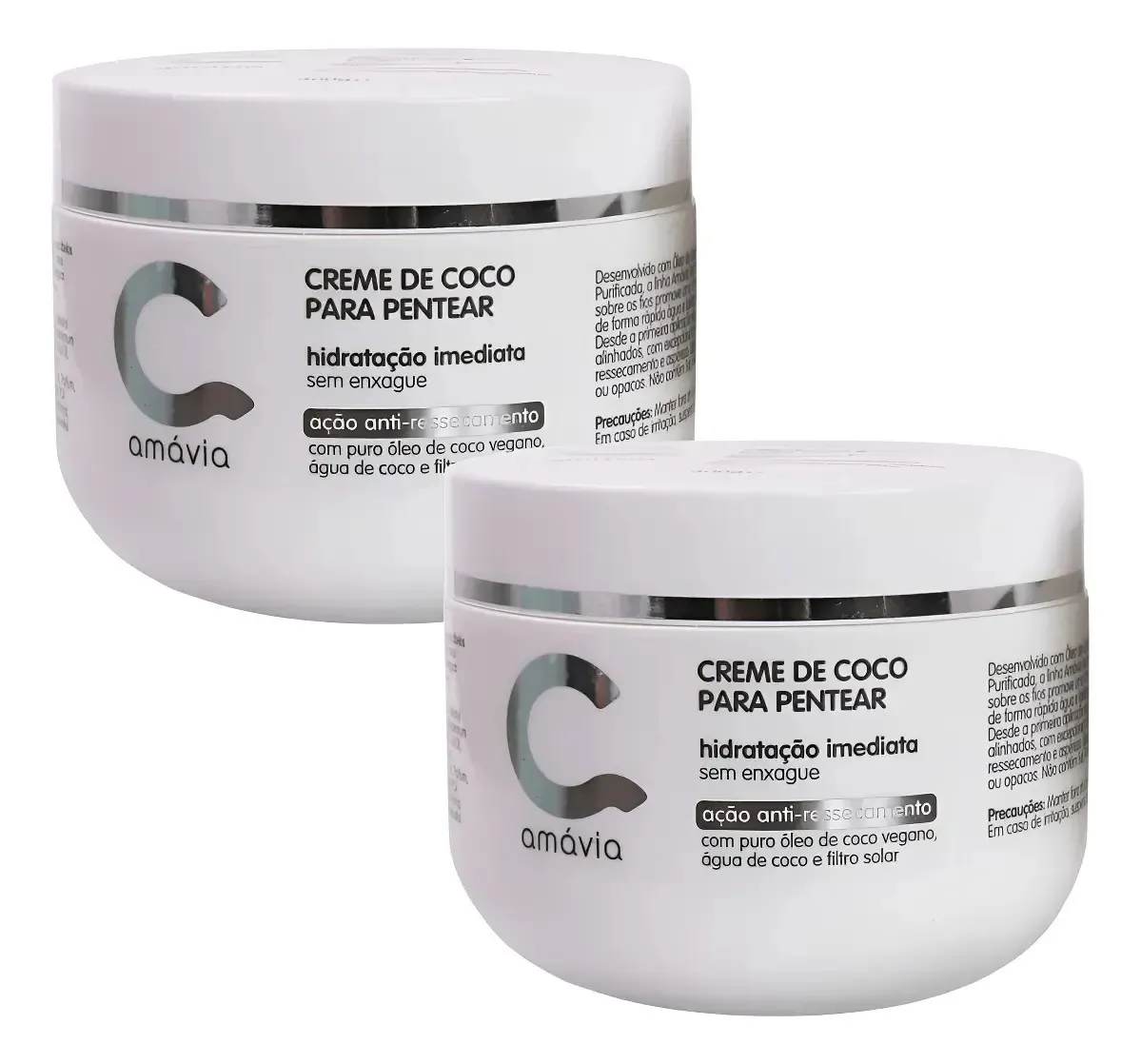 Kit 2 Cremes De Pentear Vegan Coconut Amavia Hidrata Hair