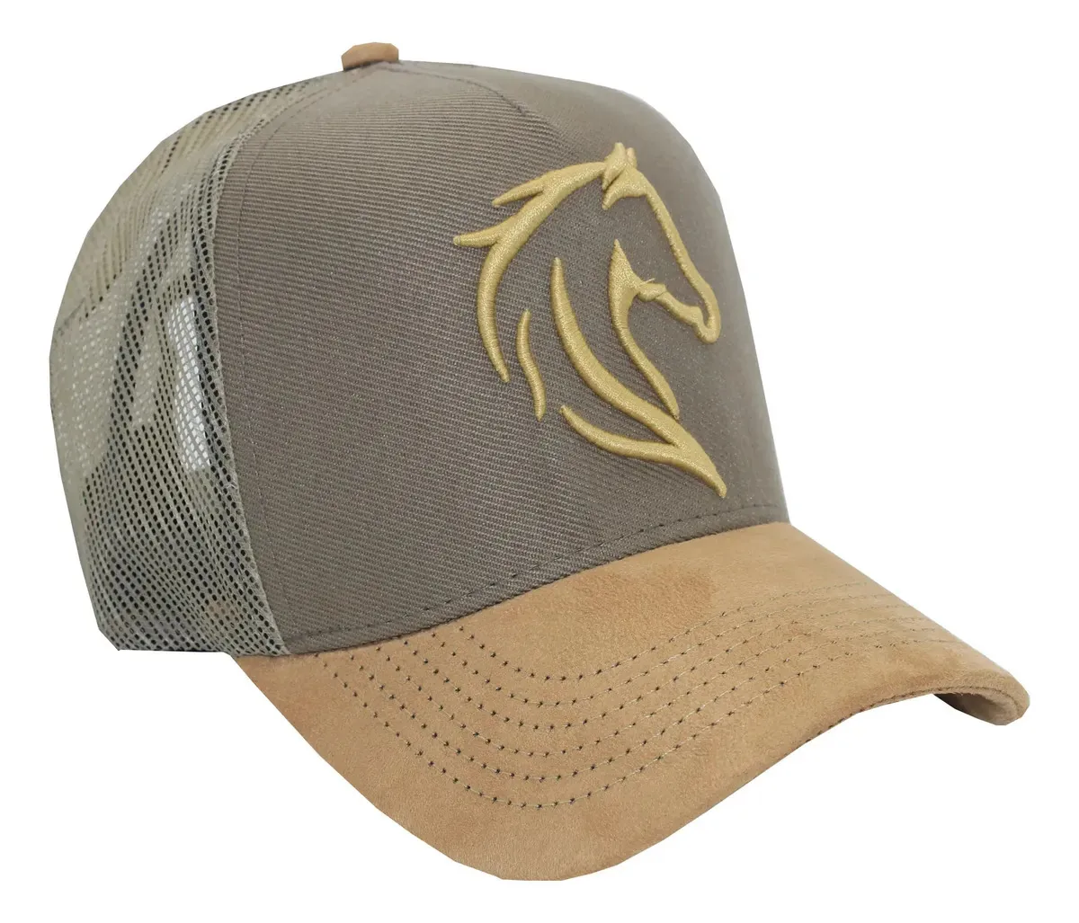 Bone Cavalo Agro Country Mangalarga Chapeu Bordado Aba Curva Cor Bege Tamanho Regulavel