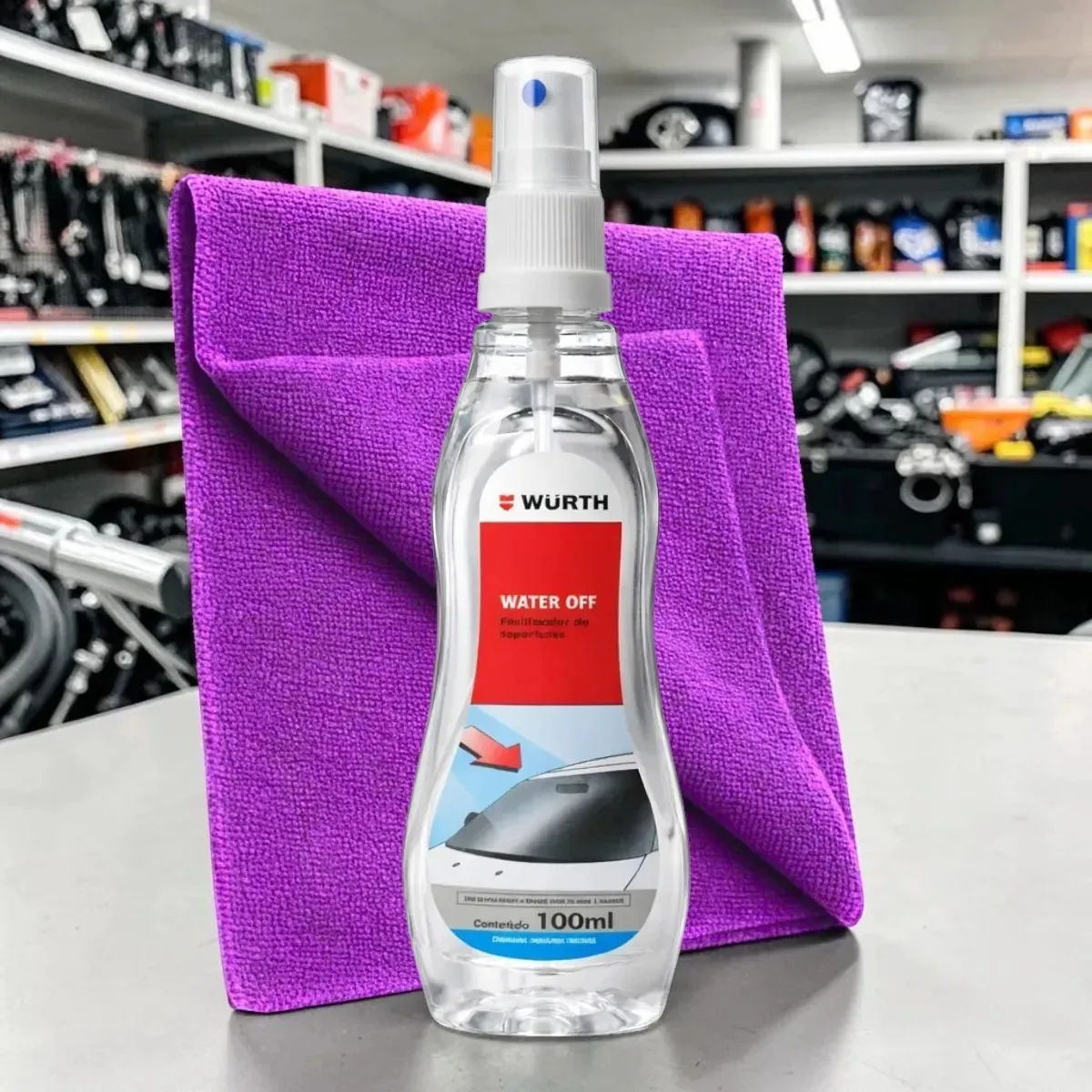 Water Off Wurth 100ml Cristalizador + Flanela Microfibra Água