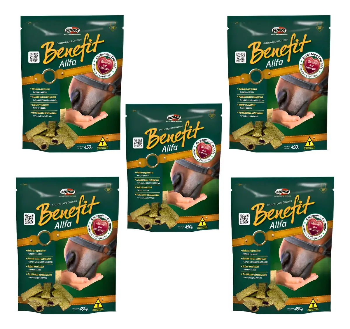 5 Petisco Agrado P Cavalos Benefit Alfafa 450g