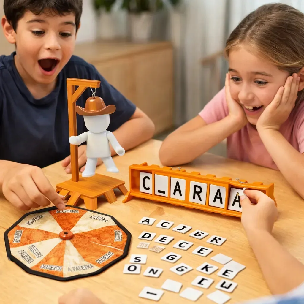 Jogo da Forca Magnético para Crianças com Roleta – Brinquedo Educativo Interativo