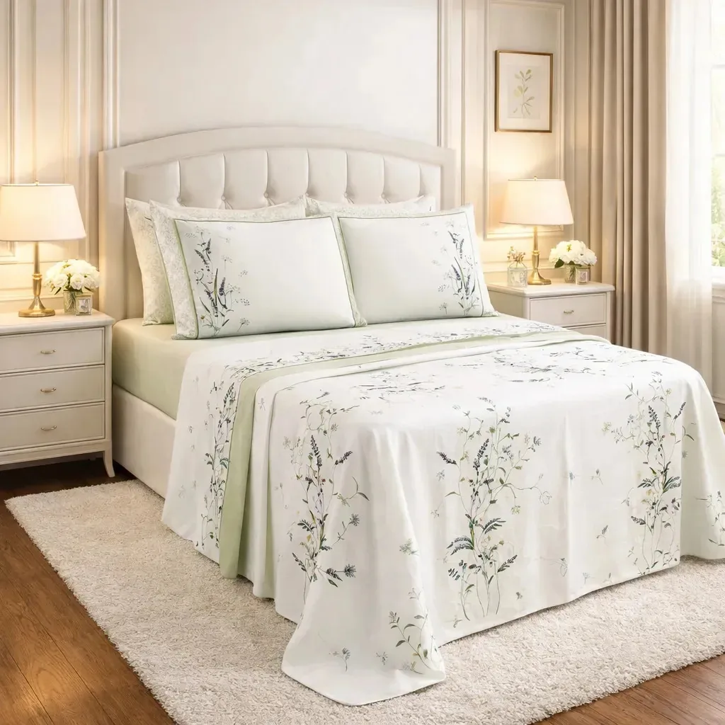 Jogo Cama King Size Algodao Marilyn Tecido Estampado Premium Cor Verde