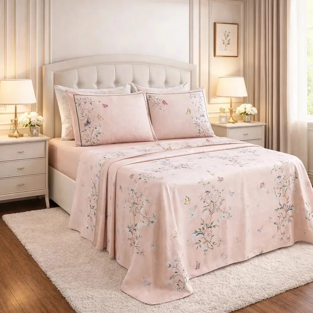 Jogo Cama King Size Algodao Marilyn Tecido Estampado Premium Cor Rosê
