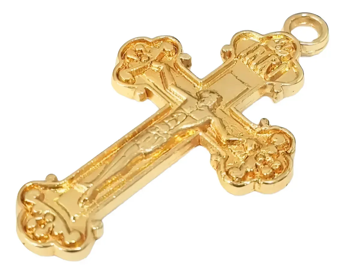 10 Crucifixos 4,5cm Dourado Para Montar Terços E Artesanatos Dourado