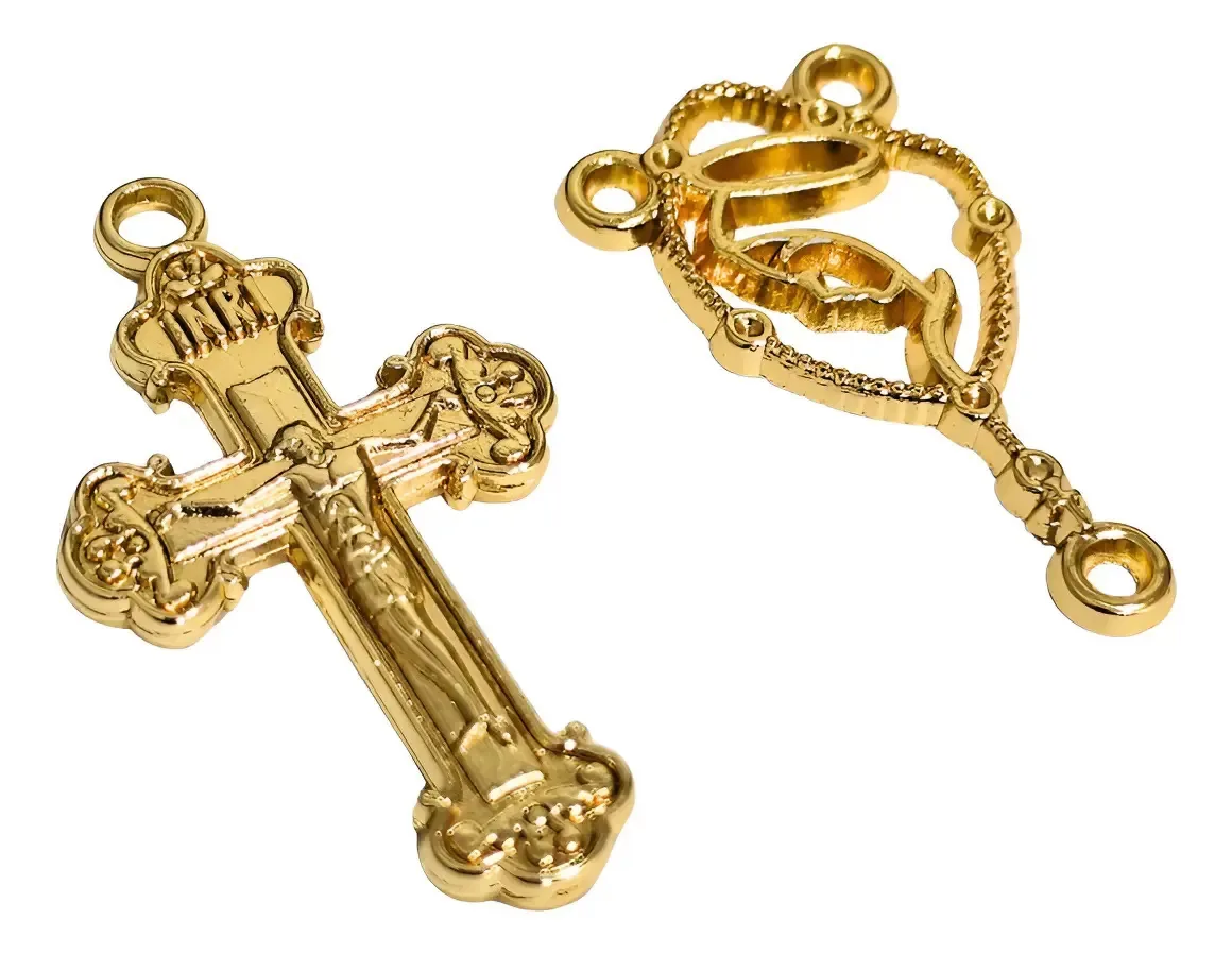 10 Crucifixos 10 Entremeios Para Montar Terços E Artesanatos Dourado Ouro