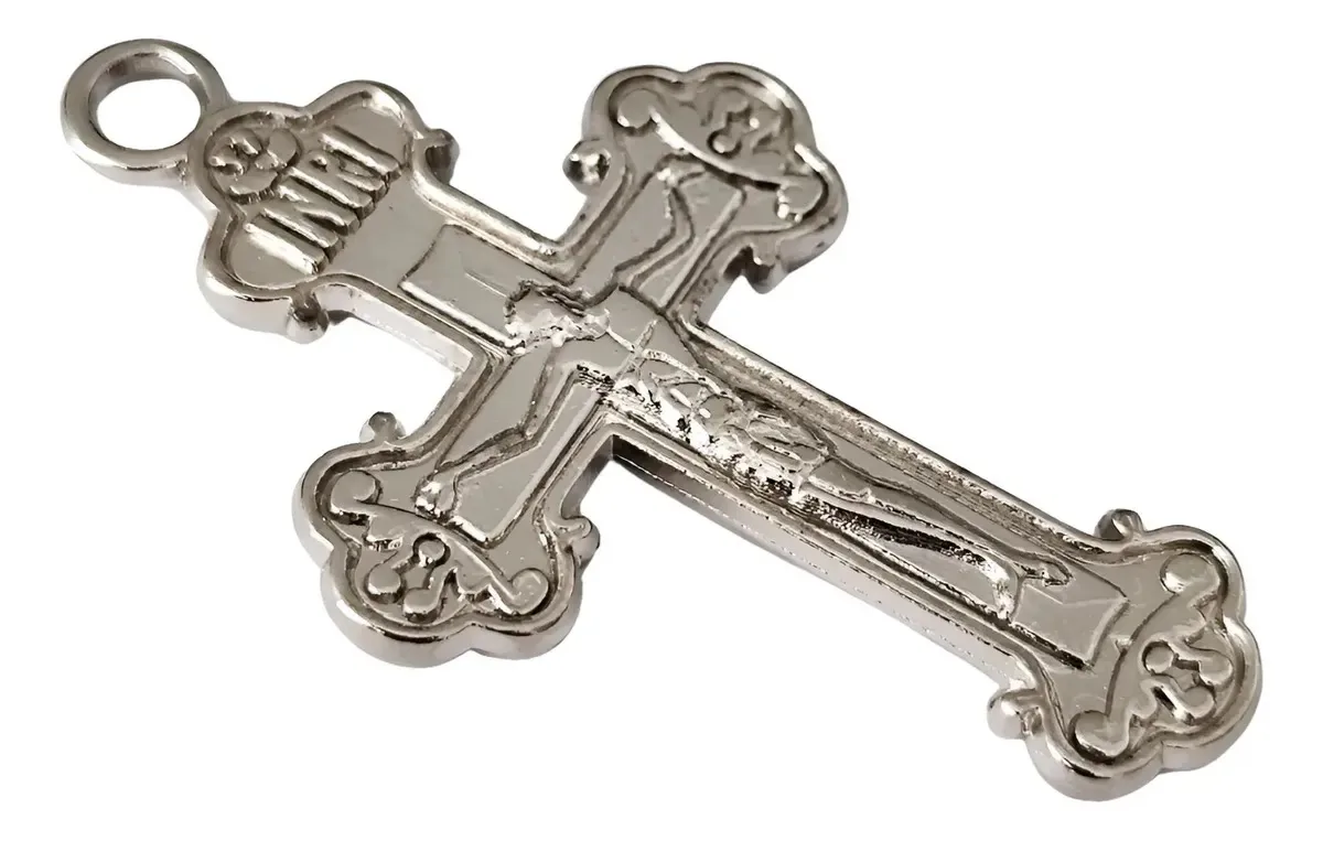 25 Crucifixos Pingente 4,5cm Para Fazer Terços E Bijuterias Cor Prateado
