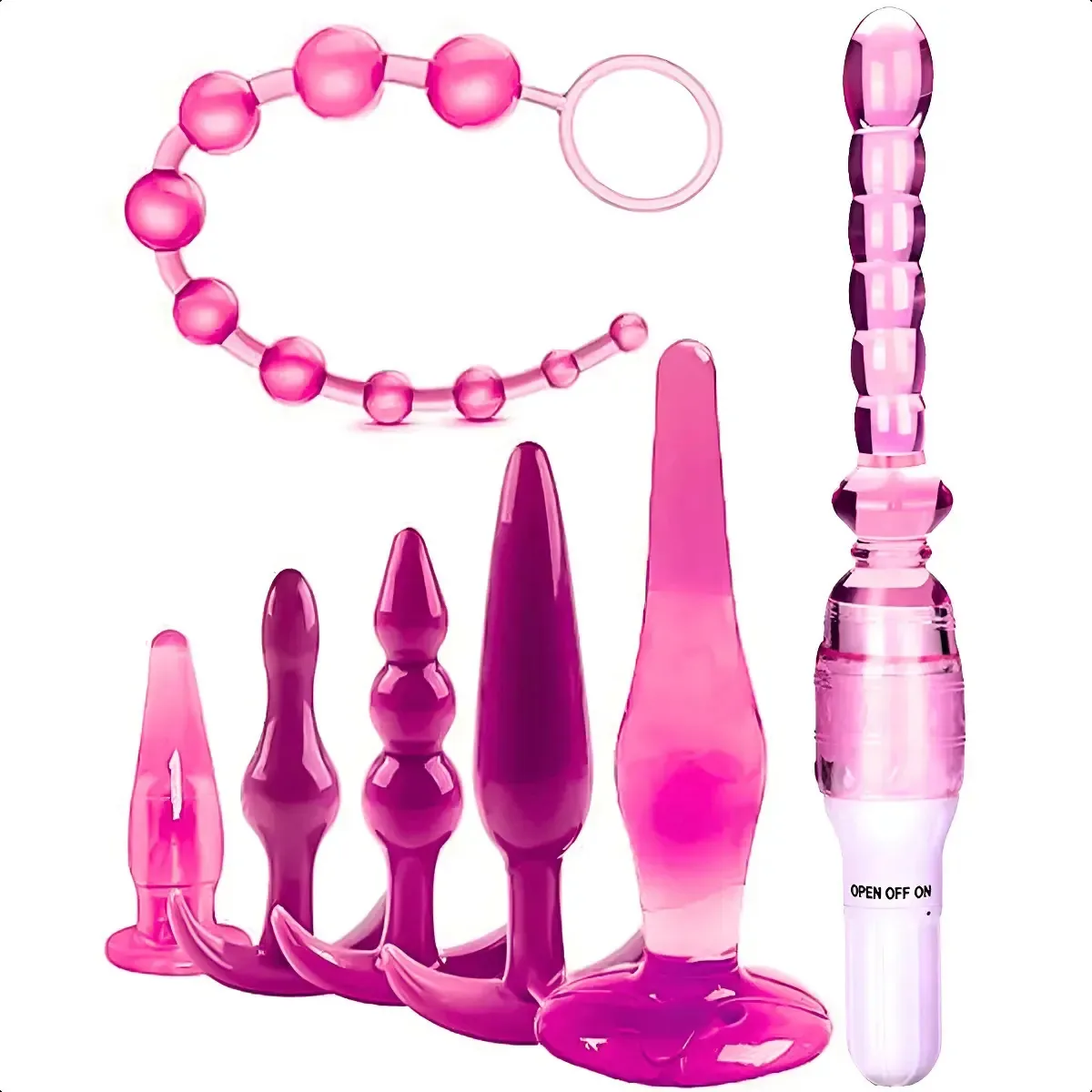 Kit Vibrador + Plug Anal Dedeira Capa Excita Estimula Gozar Cor Rosa